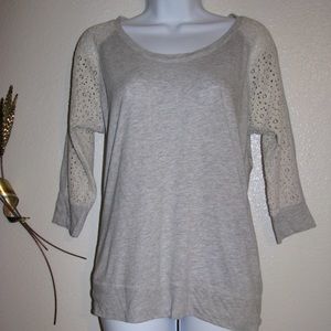 Express Lace Sleeve Knitshirt
